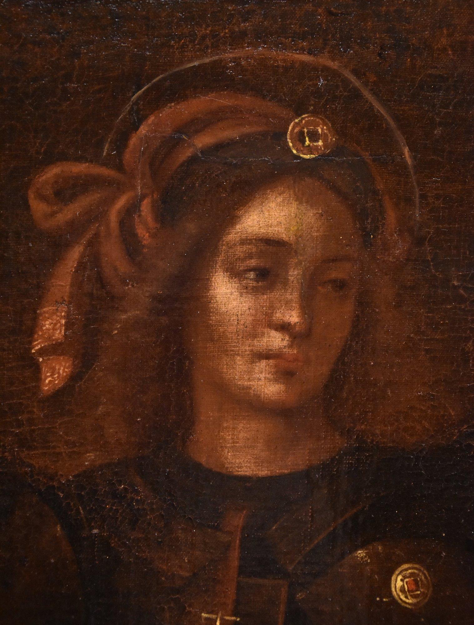San Miguel Arcángel Siglo XVII Pintura Óleo sobre lienzo Escuela Lombarda en venta 7