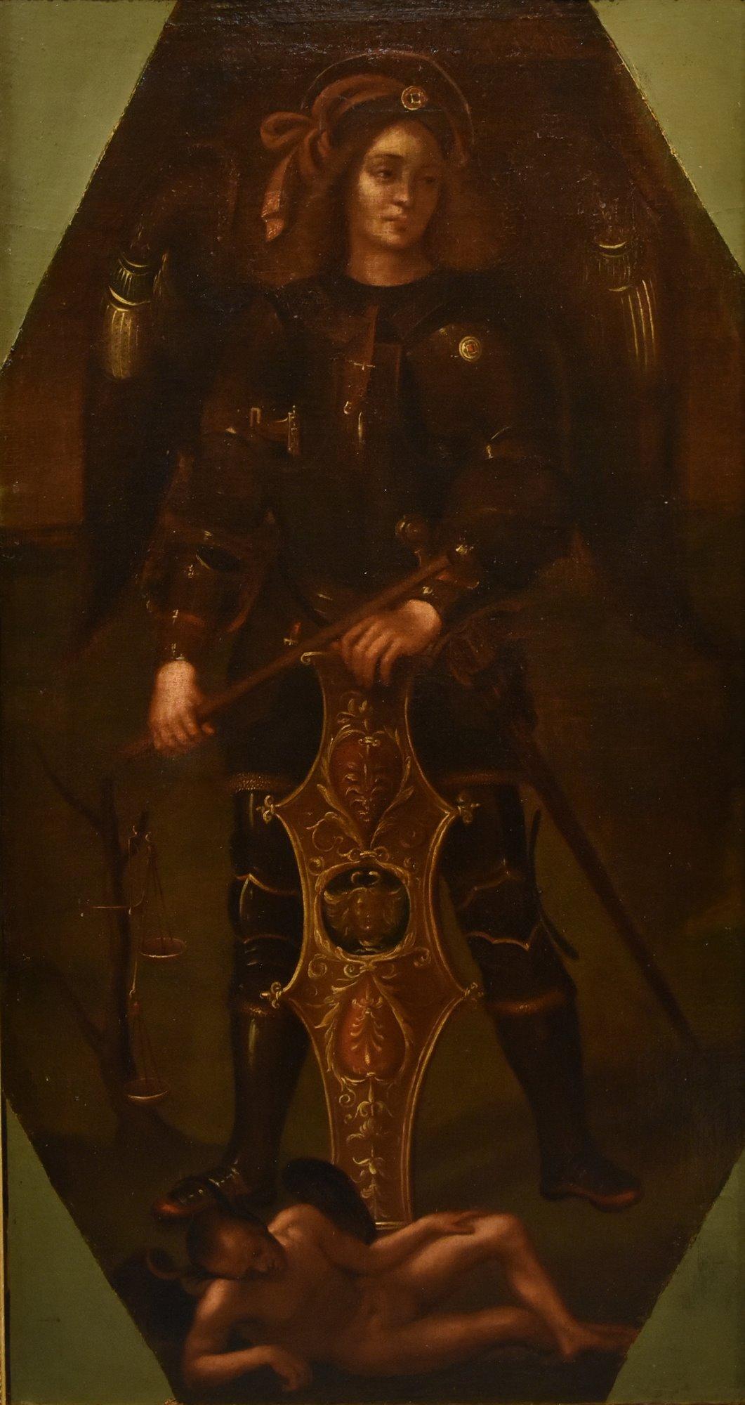 San Miguel Arcángel Siglo XVII Pintura Óleo sobre lienzo Escuela Lombarda - Painting Antiguos maestros de 17th Century Lombard Painter