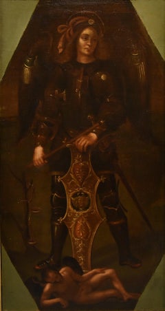 Saint Michael Archangel 17th Century Paint Oil on canvas Lombard School