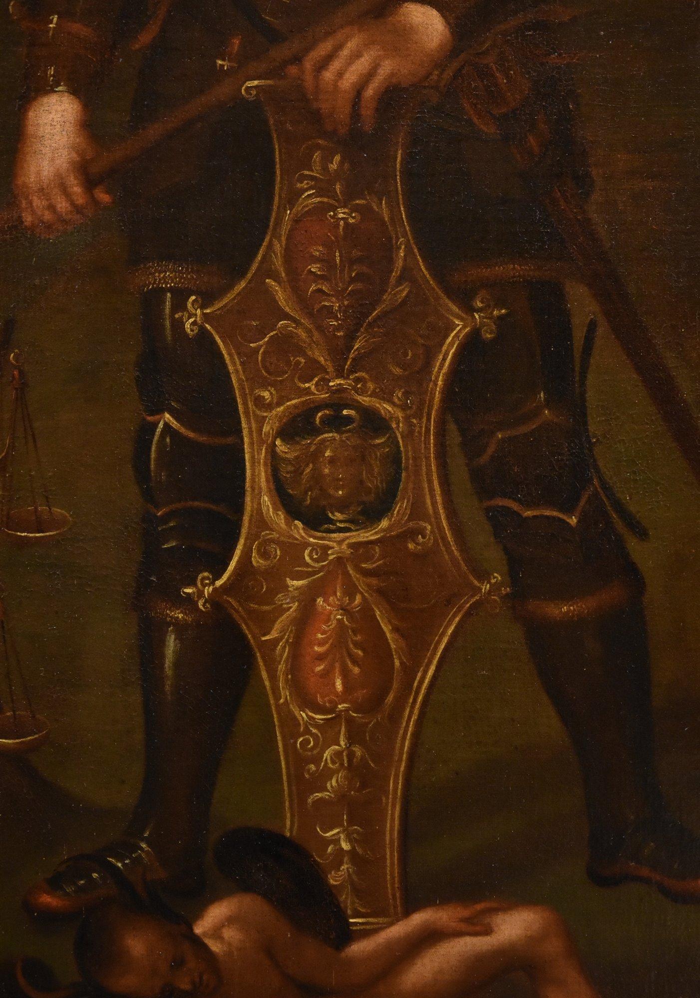San Miguel Arcángel Siglo XVII Pintura Óleo sobre lienzo Escuela Lombarda en venta 2