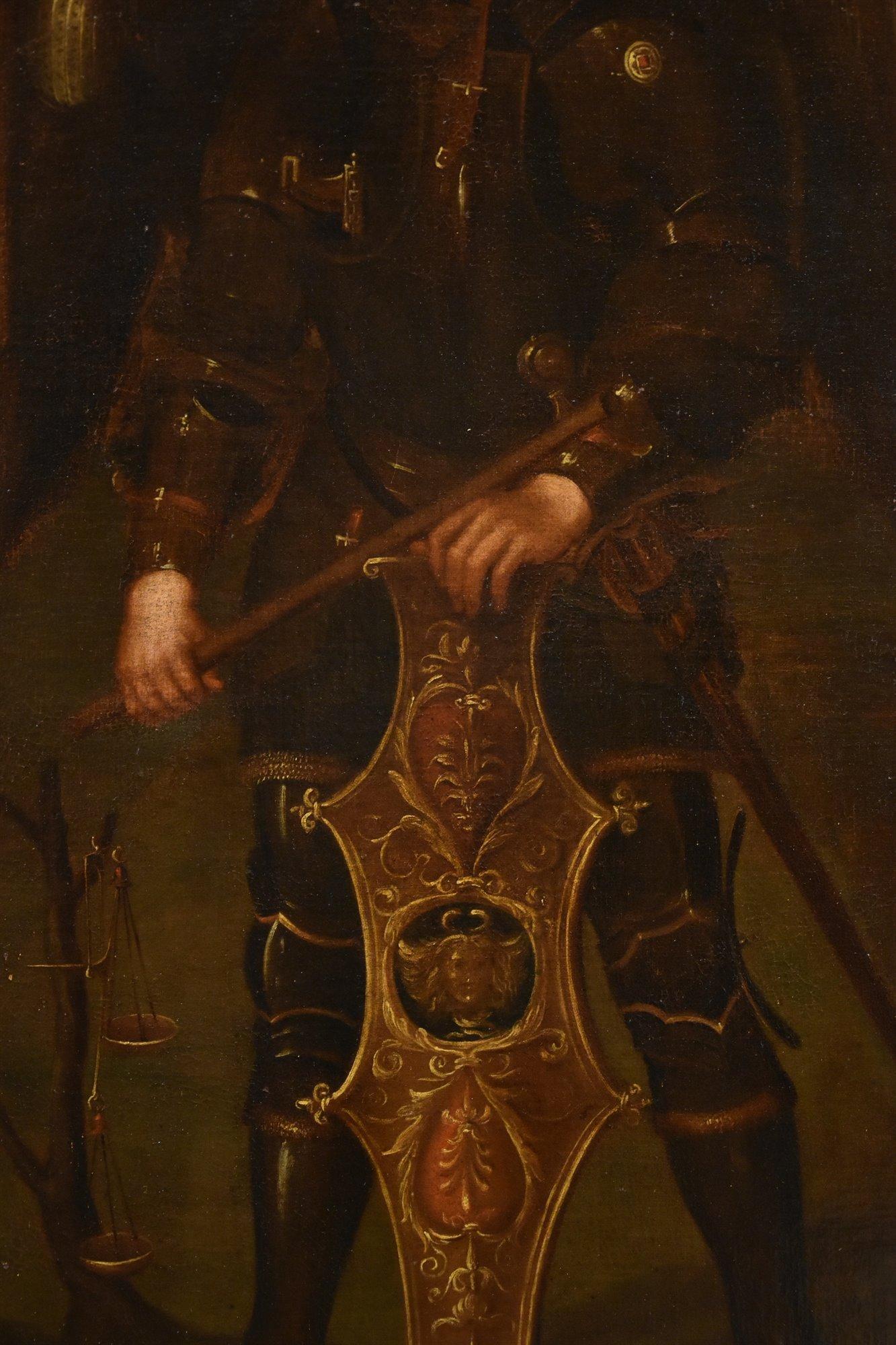 San Miguel Arcángel Siglo XVII Pintura Óleo sobre lienzo Escuela Lombarda en venta 3