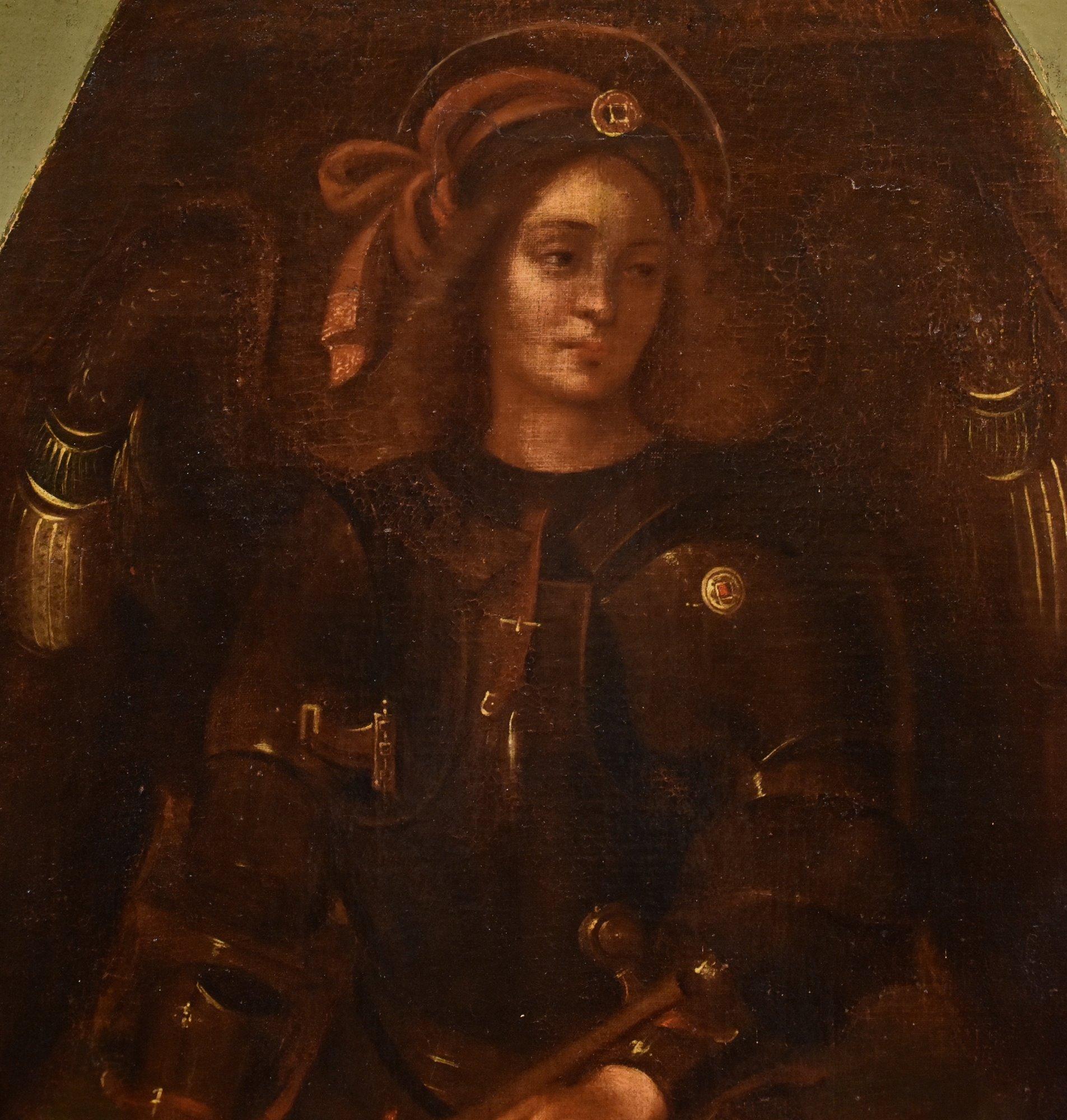 San Miguel Arcángel Siglo XVII Pintura Óleo sobre lienzo Escuela Lombarda en venta 5