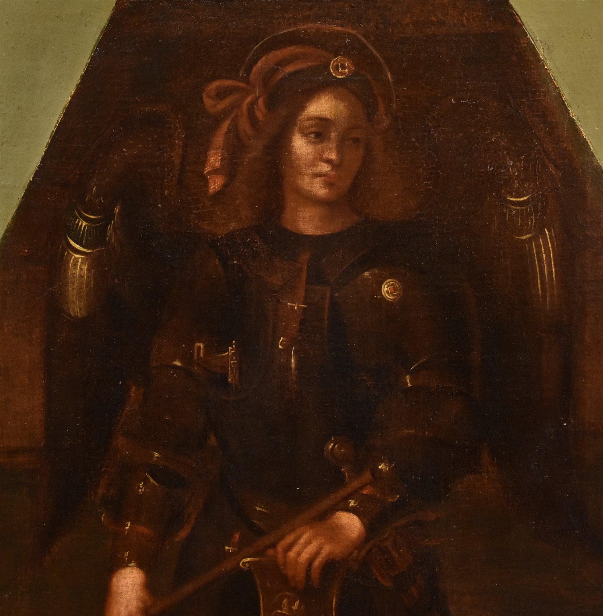 San Miguel Arcángel Siglo XVII Pintura Óleo sobre lienzo Escuela Lombarda en venta 6