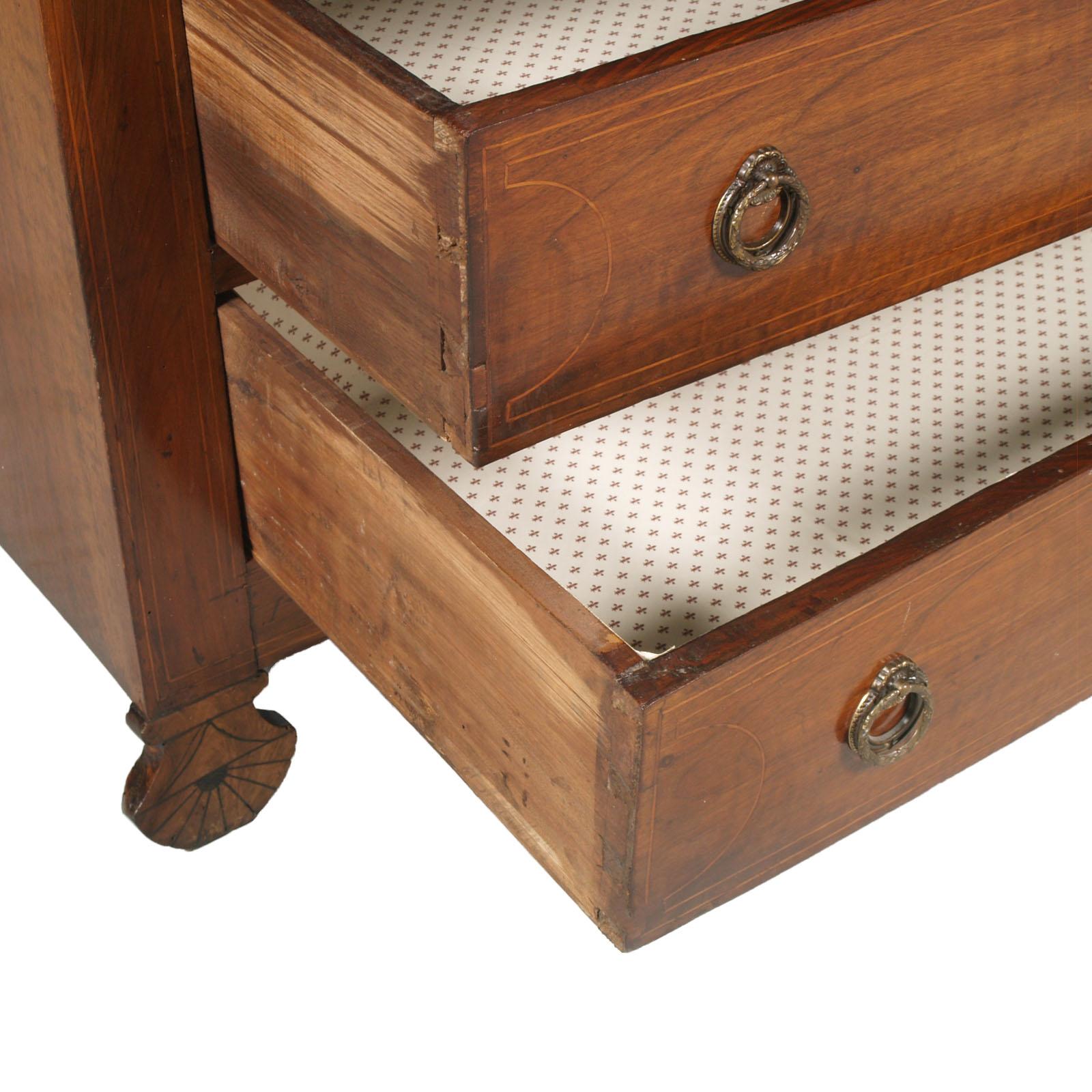 17th Century Lombard-Piedmont Area, Chest of Drawers, Inlaid Walnut Wax-Polished For Sale 2