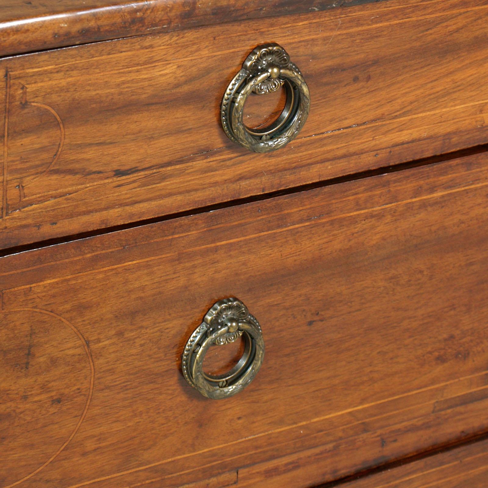 Inlay 17th Century Lombard-Piedmont Area, Chest of Drawers, Inlaid Walnut Wax-Polished For Sale