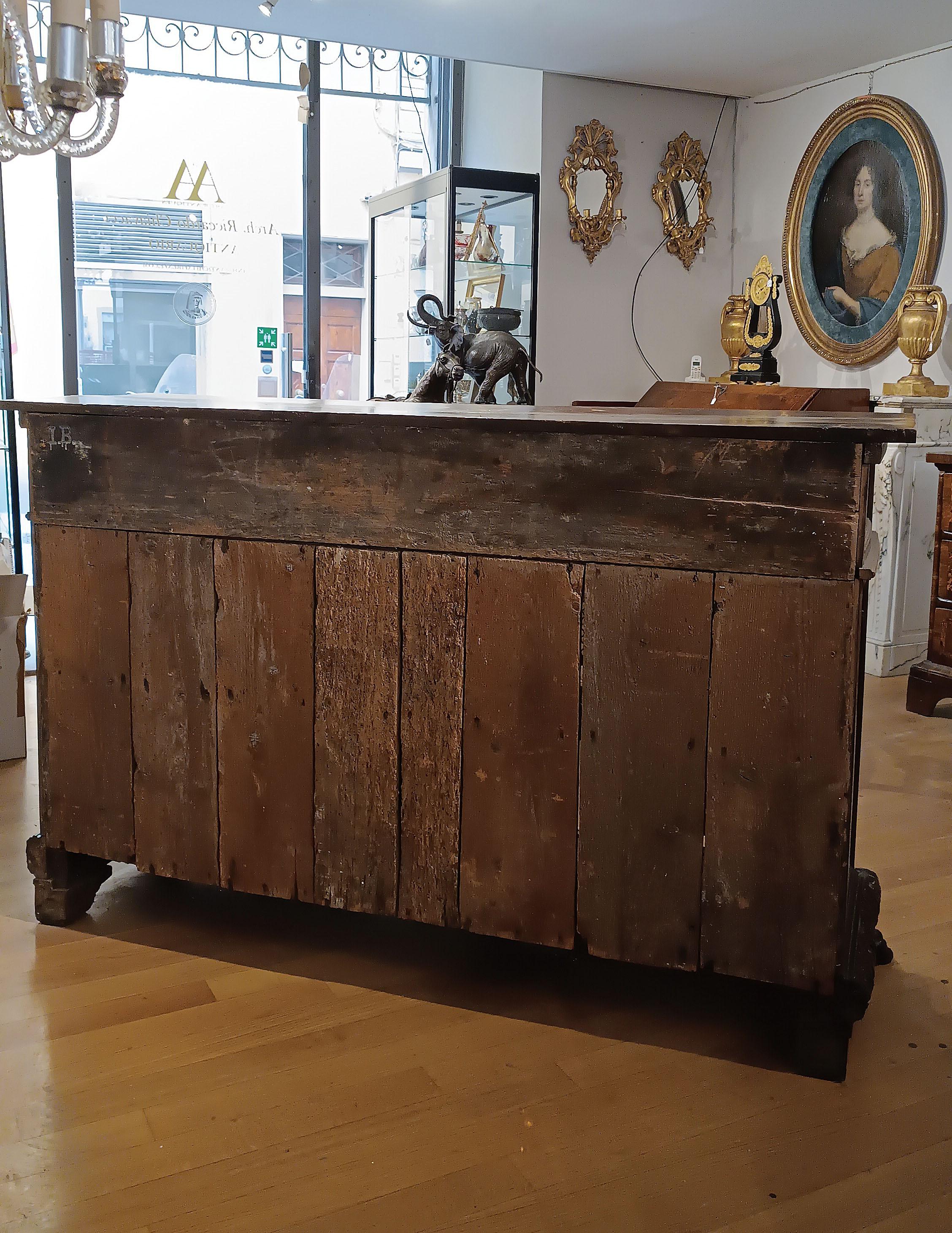 18th Century and Earlier 17th CENTURY LOMBARD WALNUT SIDEBOARD For Sale