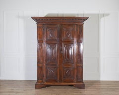 17th-Century Lombard Walnut Wardrobe with Paneled Doors — Brescia, Italy