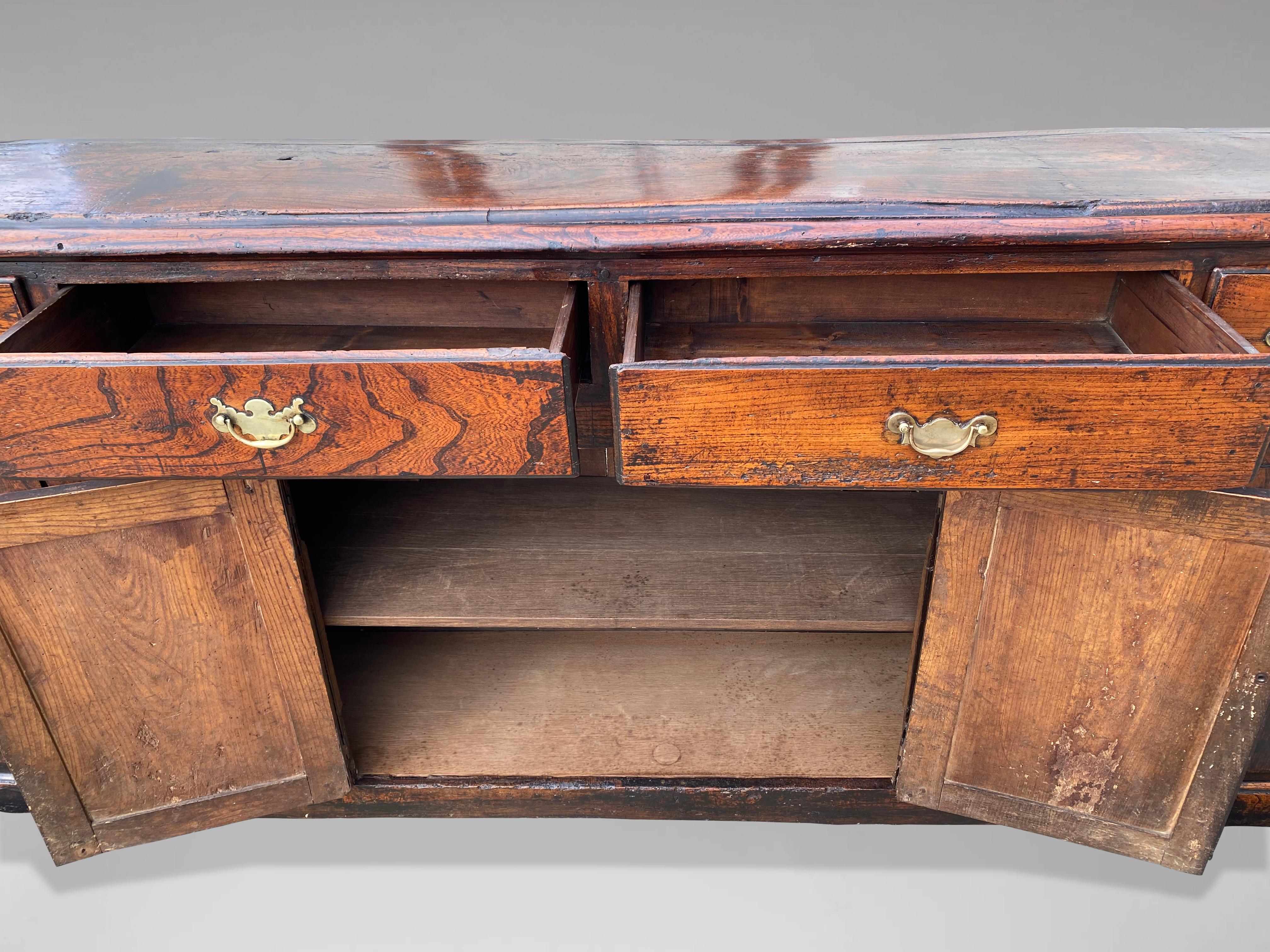 British 17th Century Long Oak Dresser Base For Sale
