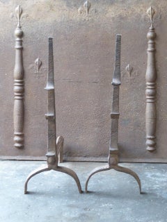 17th Century Louis XIII Andirons, Firedogs
