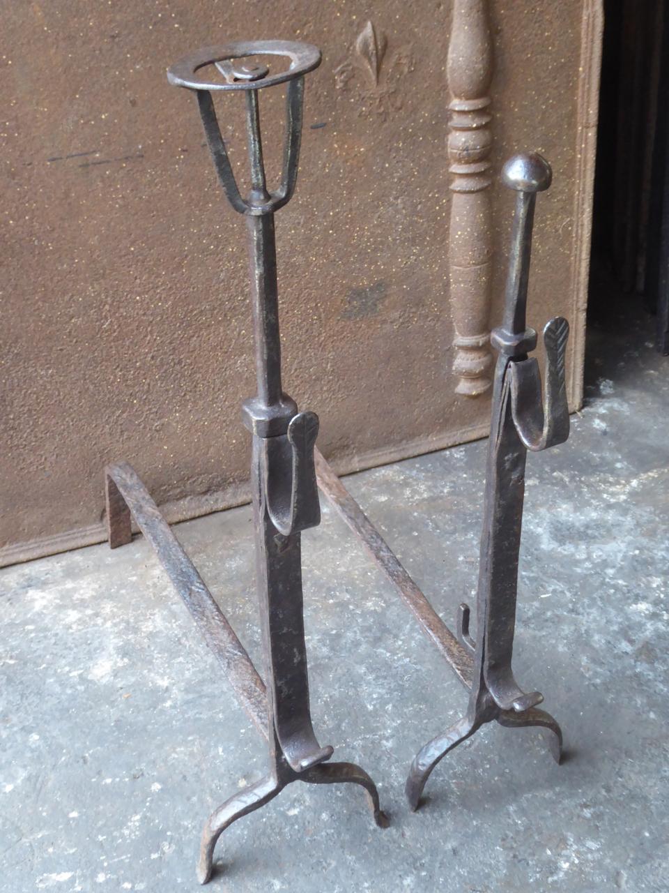 17th Century Louis XIII Andirons, Firedogs In Good Condition For Sale In Amerongen, NL