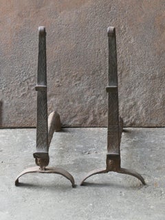 17th Century Louis XIII Andirons, Firedogs, Landiers