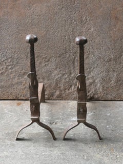 17th Century Louis XIII Andirons, Firedogs, Landiers