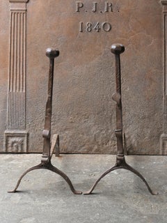 17th Century Louis XIII Andirons, Firedogs, Landiers