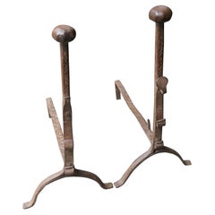 17th Century Louis XIII Andirons, Firedogs, Landiers