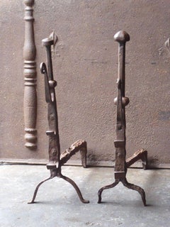 17th Century Louis XIII 'Marriage' Andirons, Firedogs