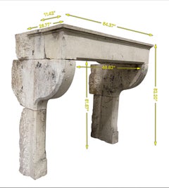 17th century Louis XIII Style Vintage French Limestone Fireplace Surround