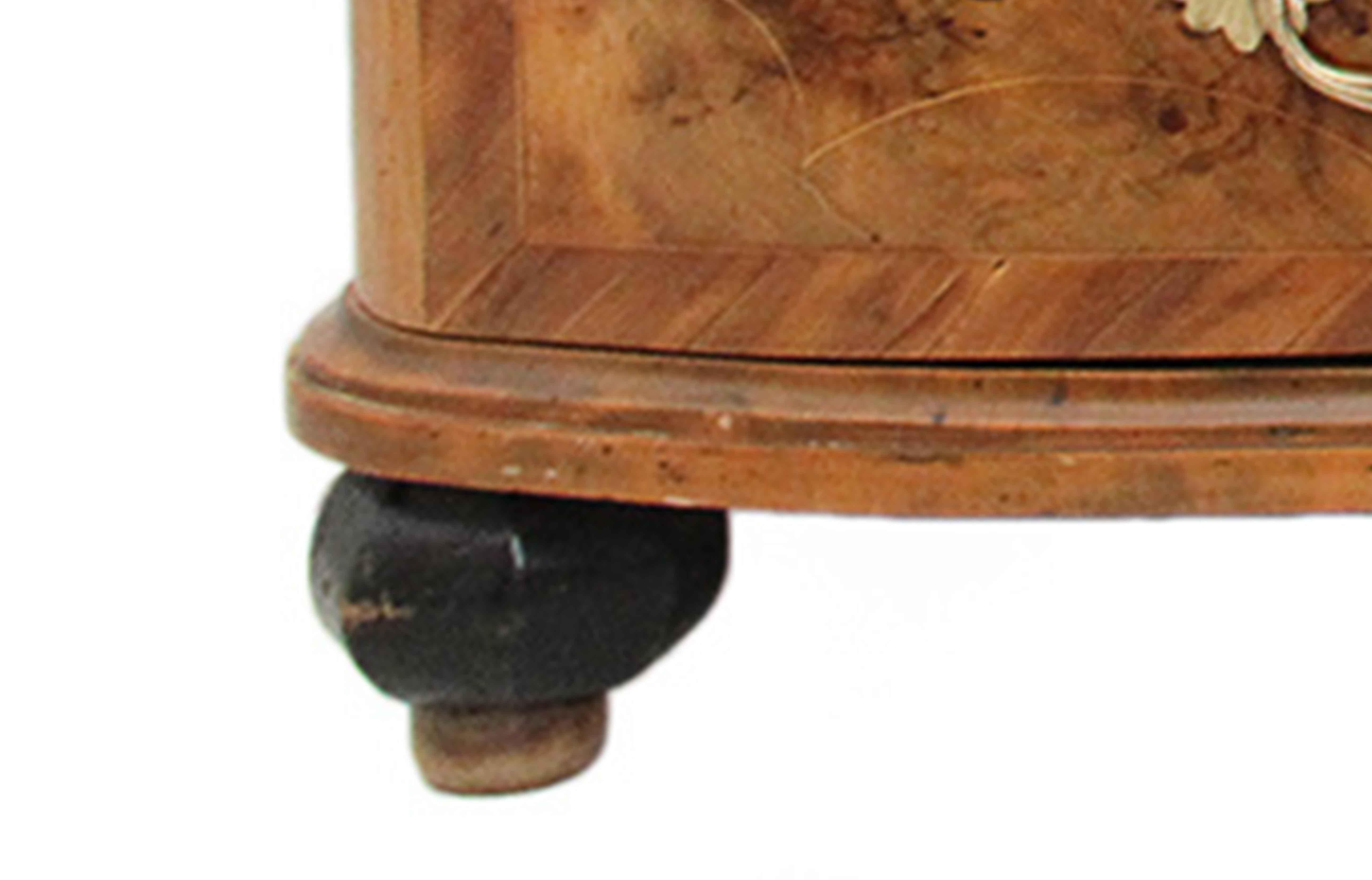 17th Century Louis XIV Commode with Walnut Burr Marquetry, Ball Feet, Bronze For Sale 2