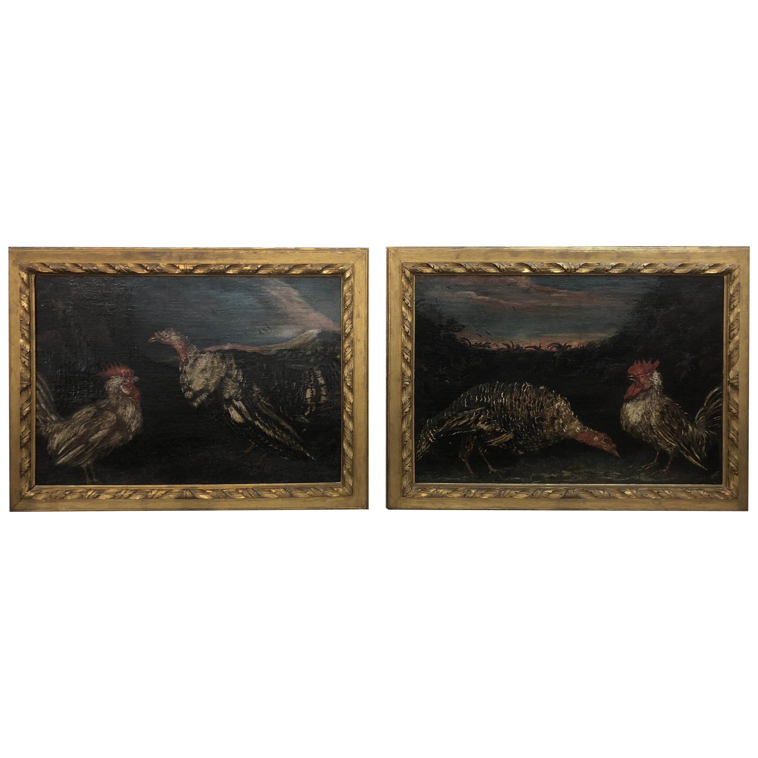17th Century Louis XIV Pair of Paintings Lombard School Manner of Crivelli, 1690