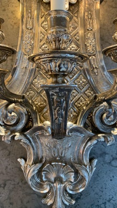 Wandleuchte aus Bronze und oxidiertem Silber im Stil Louis XIV. des 17. Jahrhunderts, 5er-Stil
