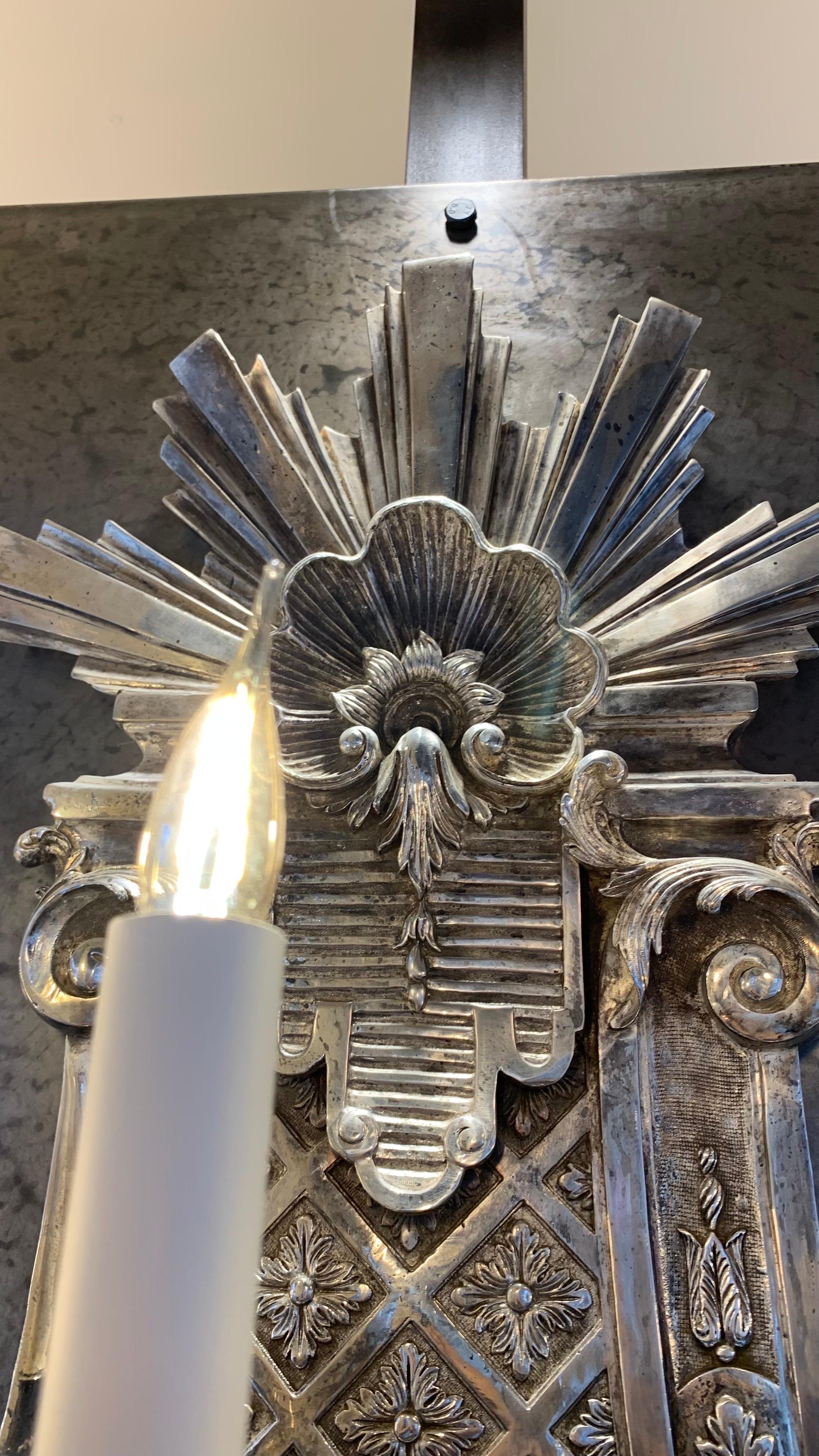18th Century and Earlier 17th Century Louis XIV Wall Lamp of 5 Lightning in Bronze and Oxidized Silver For Sale
