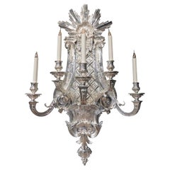 17th Century Louis XIV Wall Lamp of 5 Lightning in Bronze and Oxidized Silver
