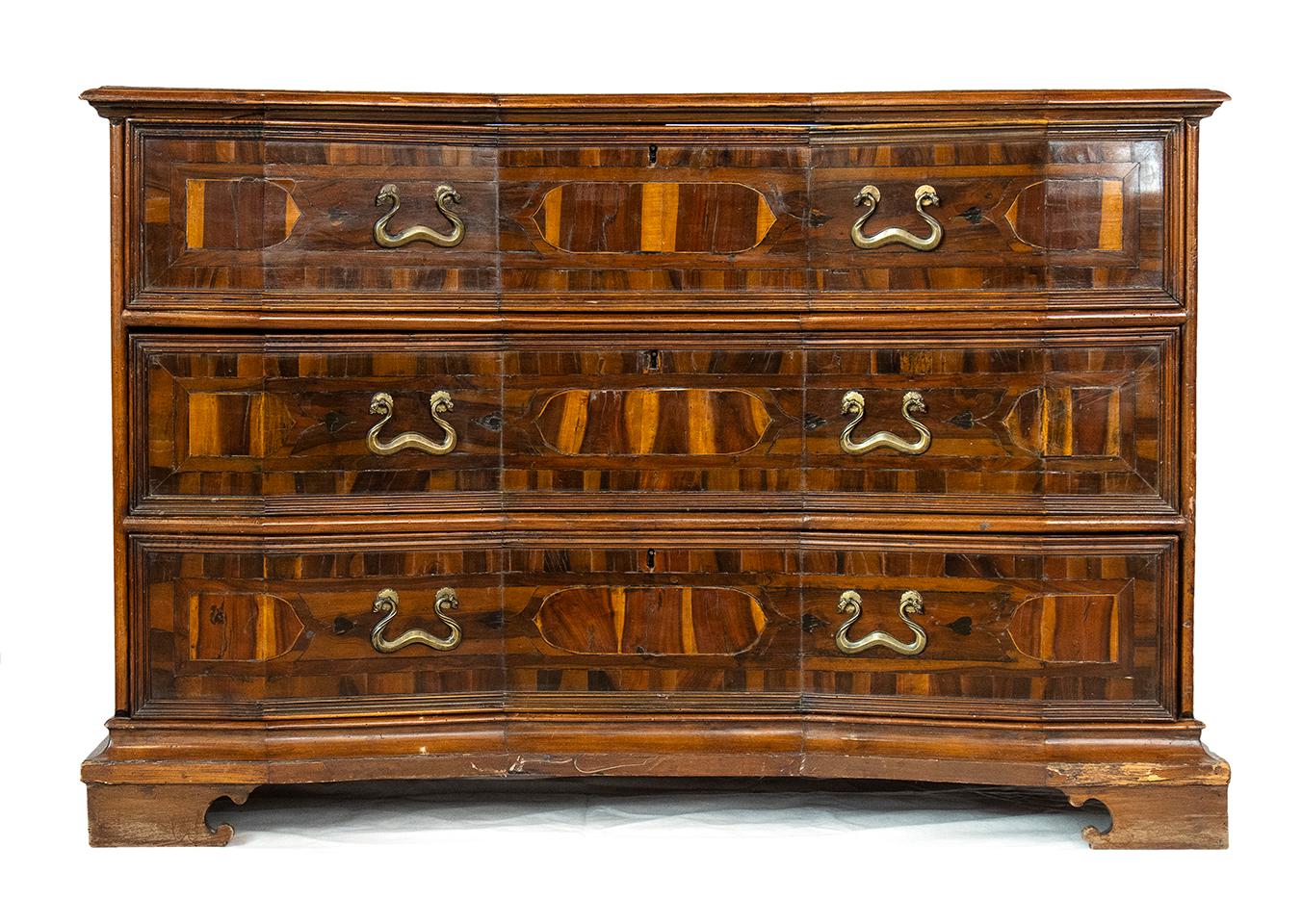 17th Century Louis XIV Walnut Inlay Pair of Italian Chest of Drawers Canterano For Sale 7