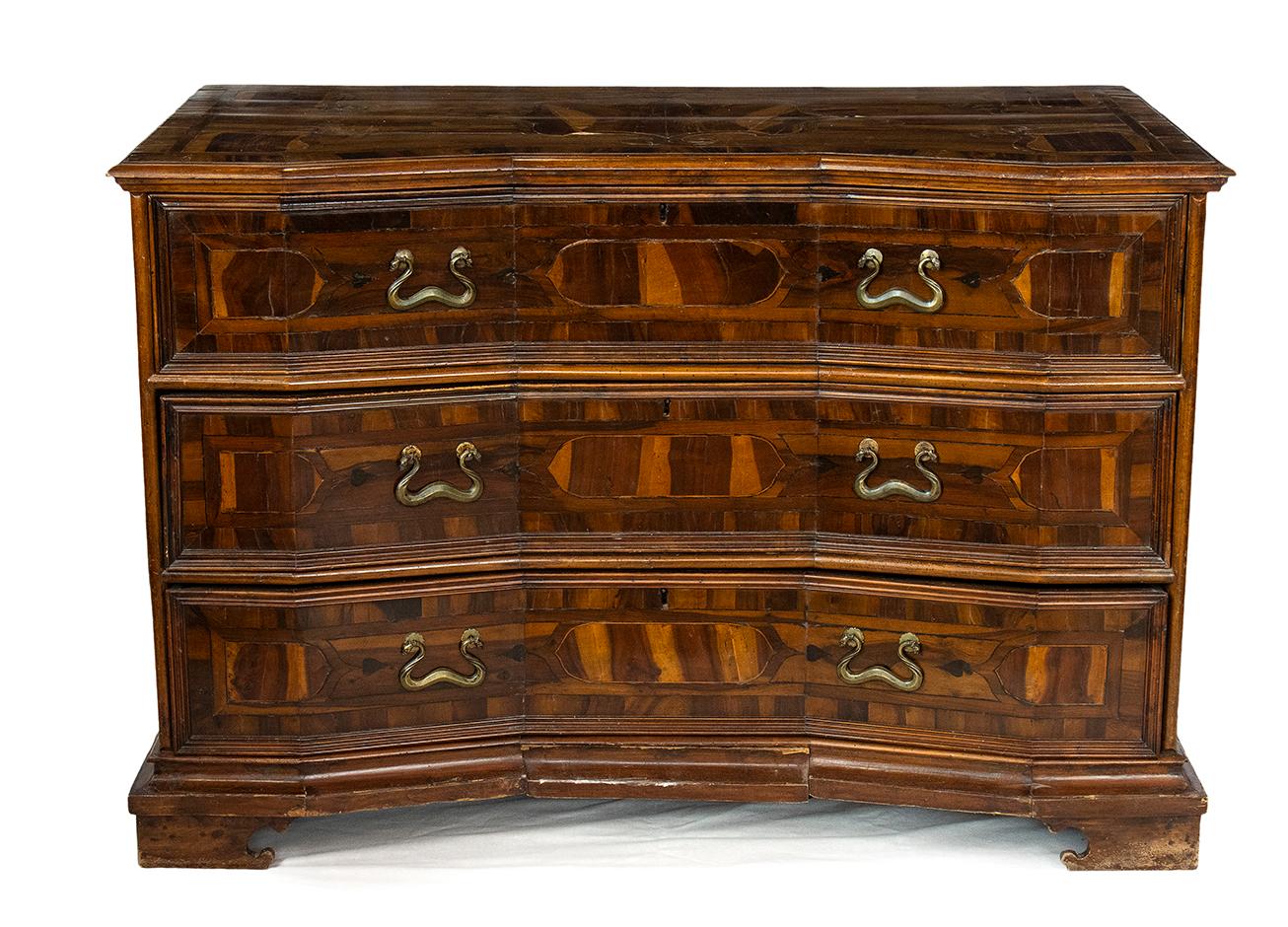 17th Century Louis XIV Walnut Inlay Pair of Italian Chest of Drawers Canterano In Good Condition For Sale In Roma, RM