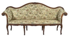 17th Century Louis XV 15 Walnut Italian Sofa Curvy Wings Long Leg Brown White