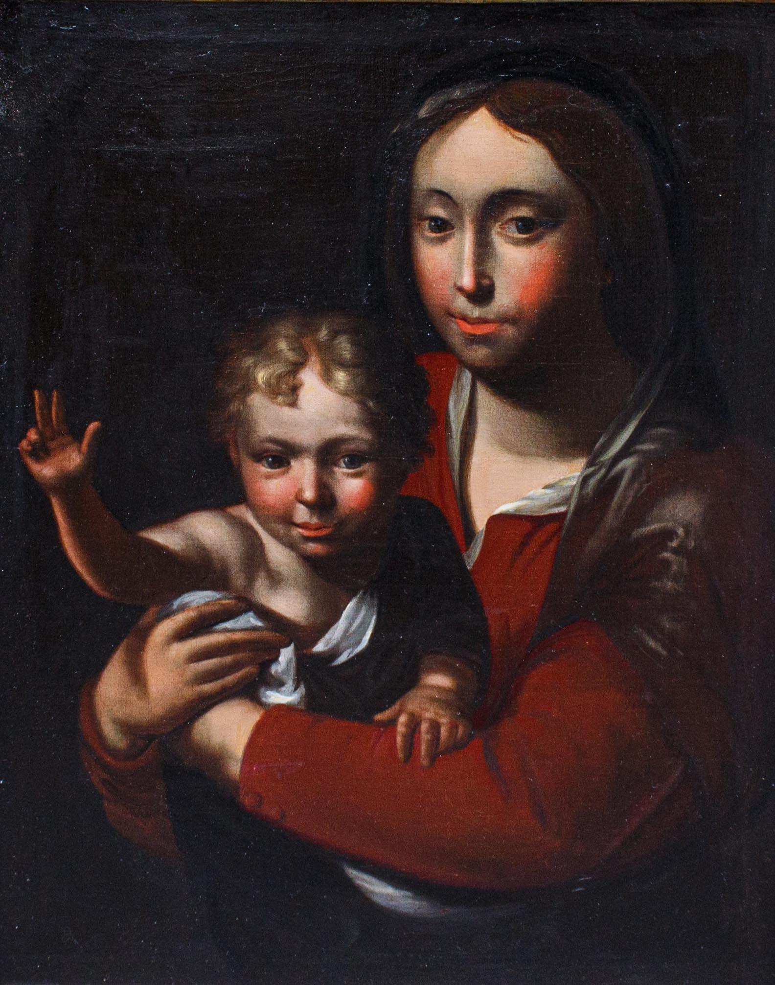 17th Century Madonna and Child Blessing Painting Oil on Canvas Bergamo ...
