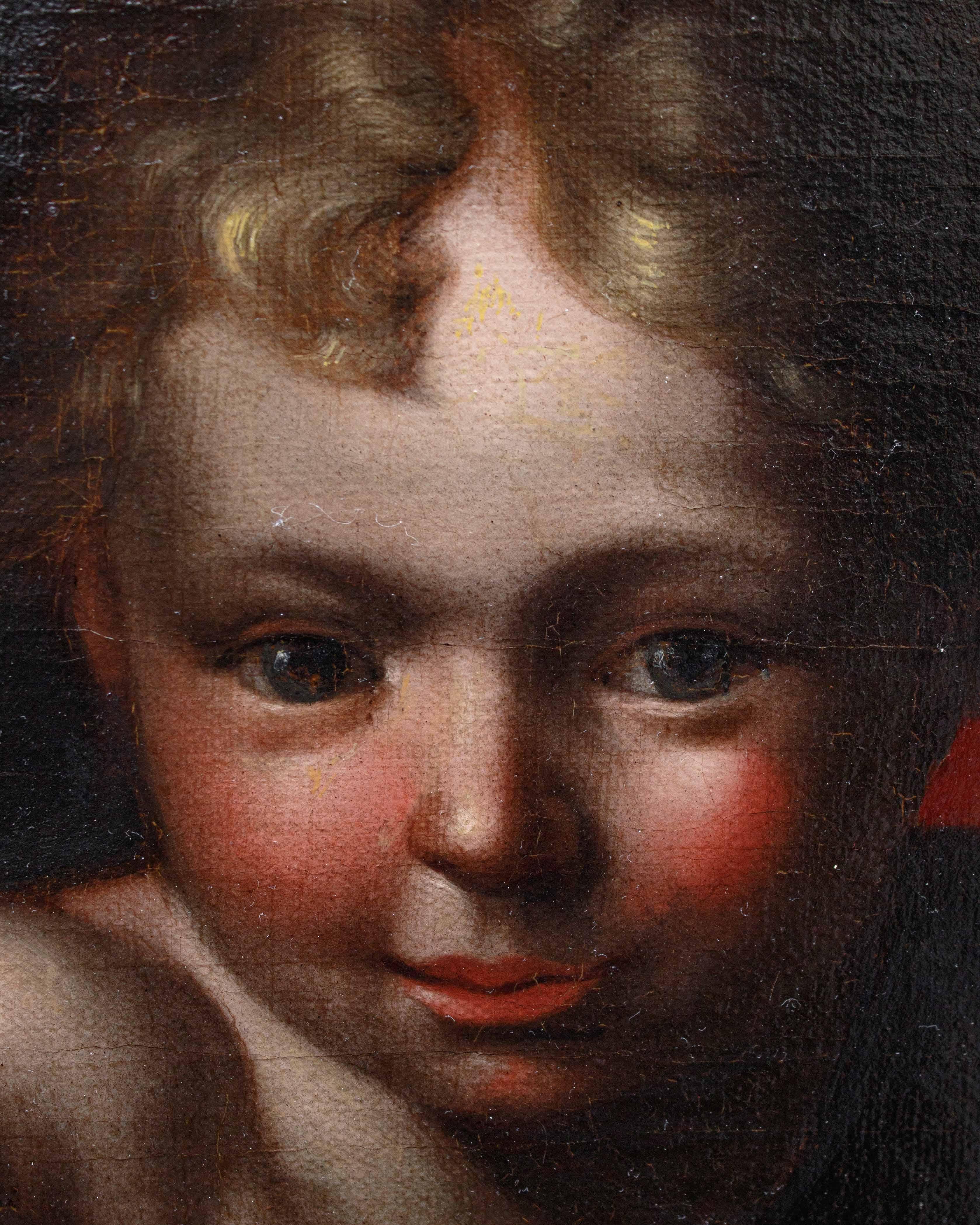17th Century Madonna and Child Blessing Painting Oil on Canvas Bergamo ...