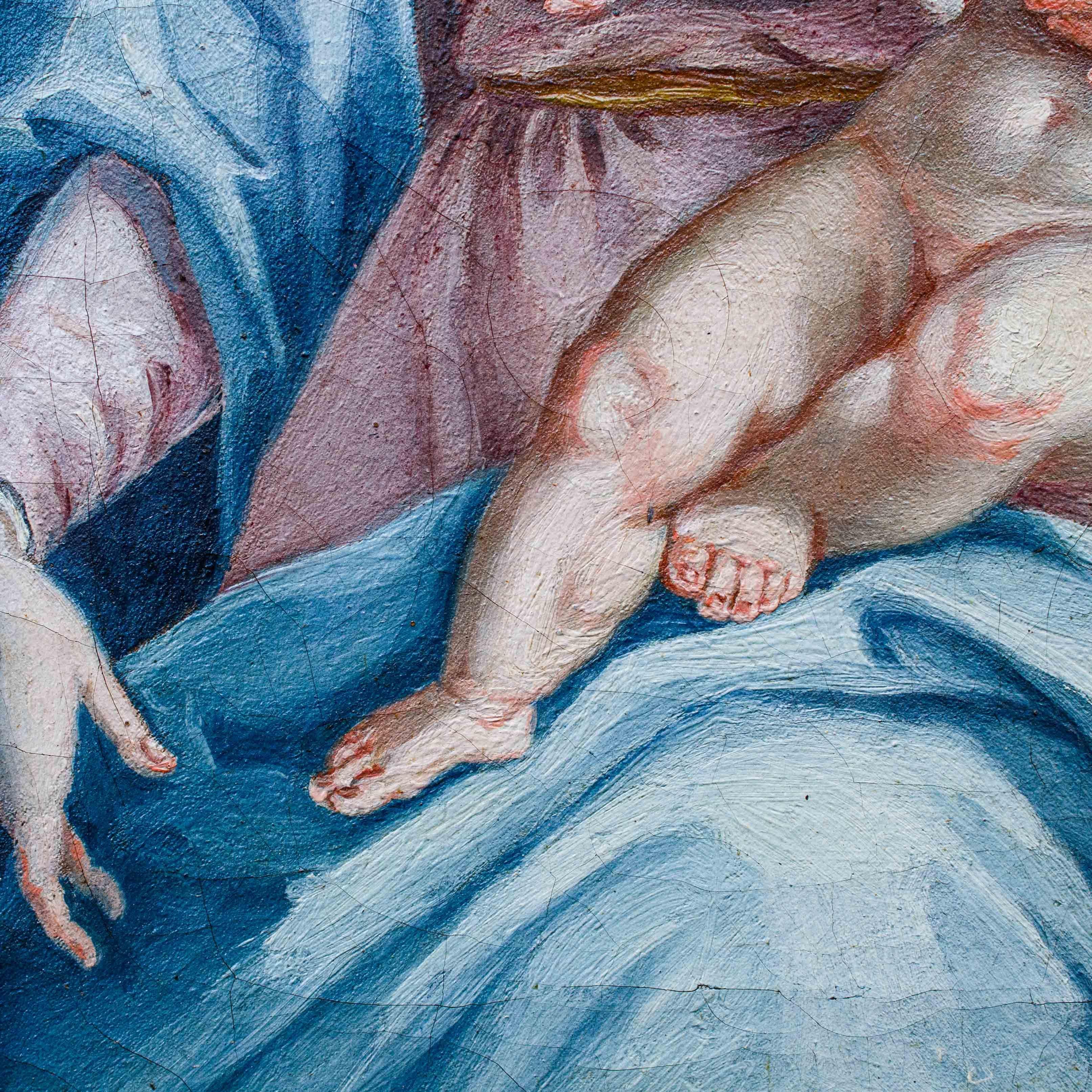Madonna mit Kind, Gemälde, Öl auf Leinwand, toskanische Schule, 17. Jahrhundert (18. Jahrhundert und früher) im Angebot