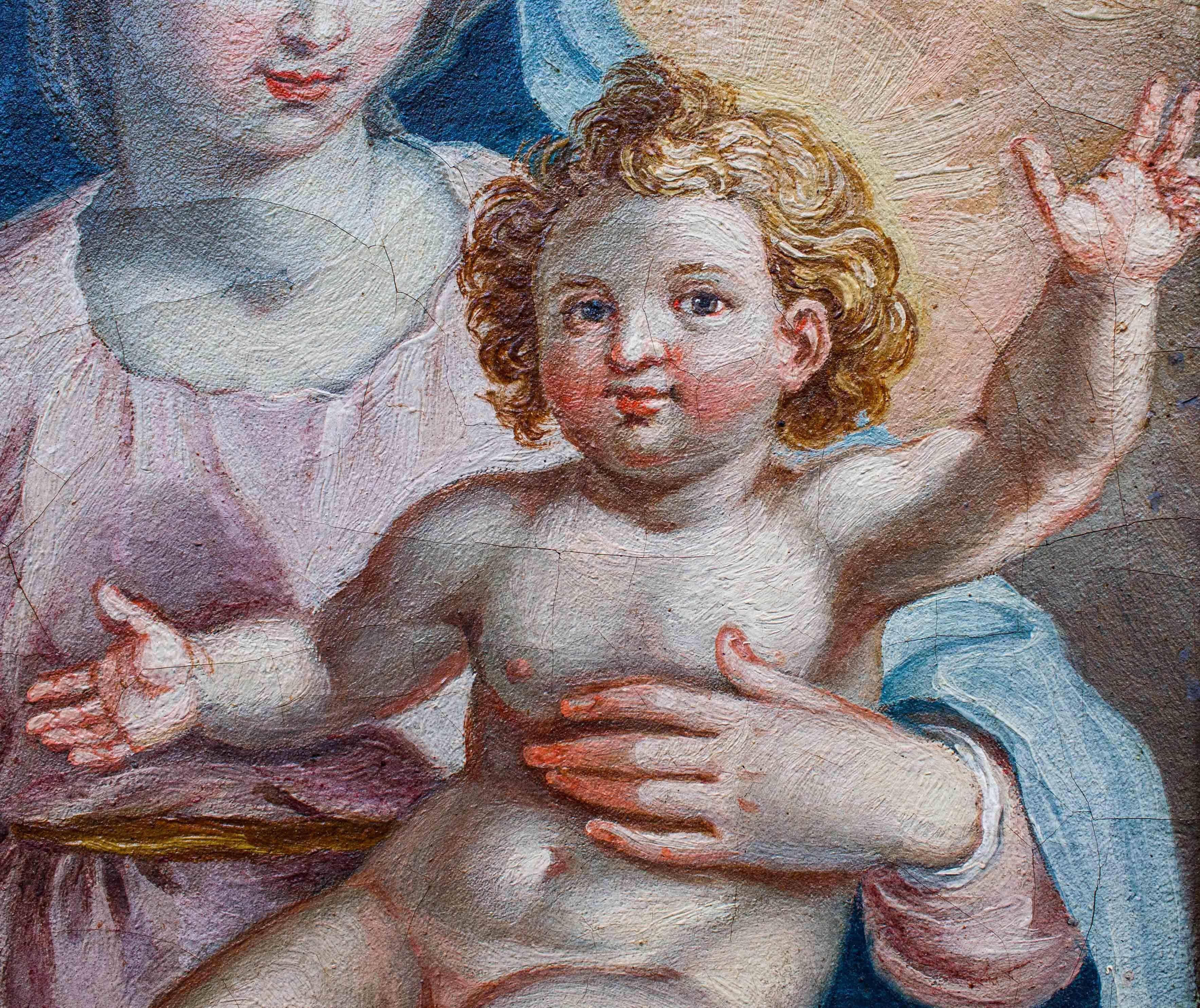 Madonna mit Kind, Gemälde, Öl auf Leinwand, toskanische Schule, 17. Jahrhundert im Angebot 1
