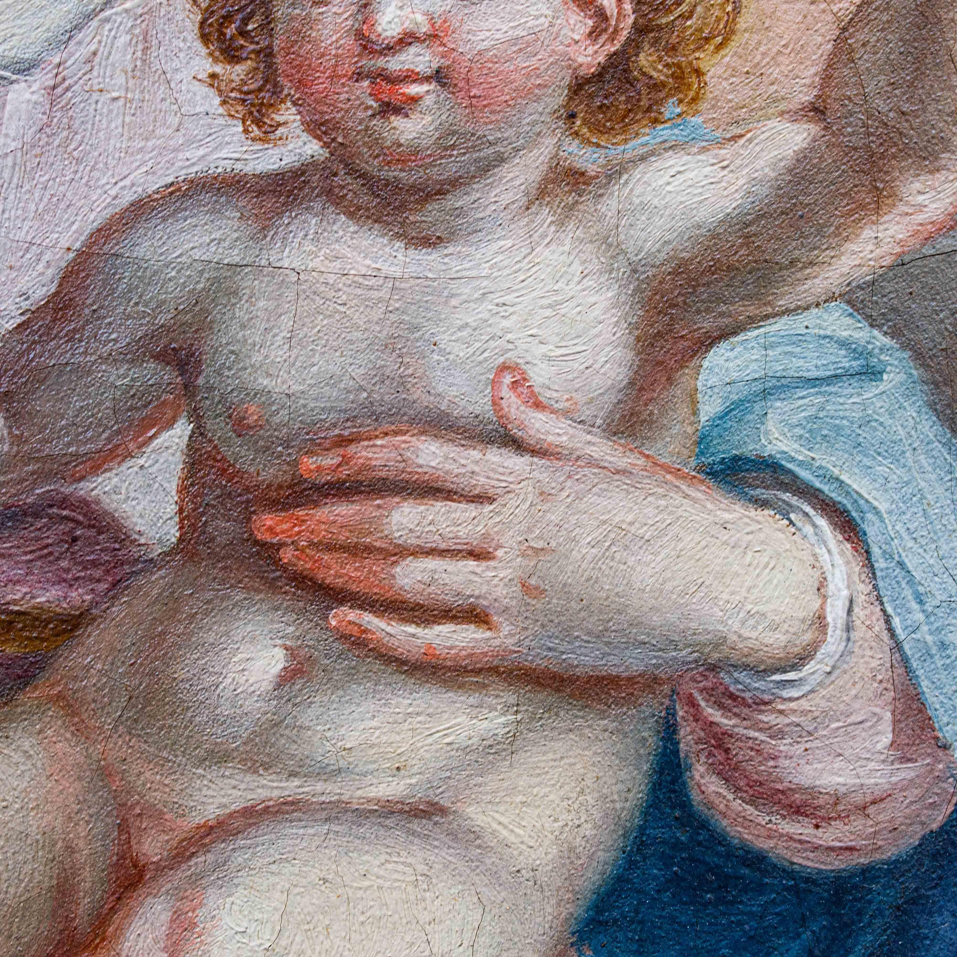 Madonna mit Kind, Gemälde, Öl auf Leinwand, toskanische Schule, 17. Jahrhundert im Angebot 2