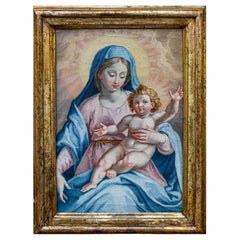17th Century Madonna with Child Painting Oil on Canvas Tuscan School