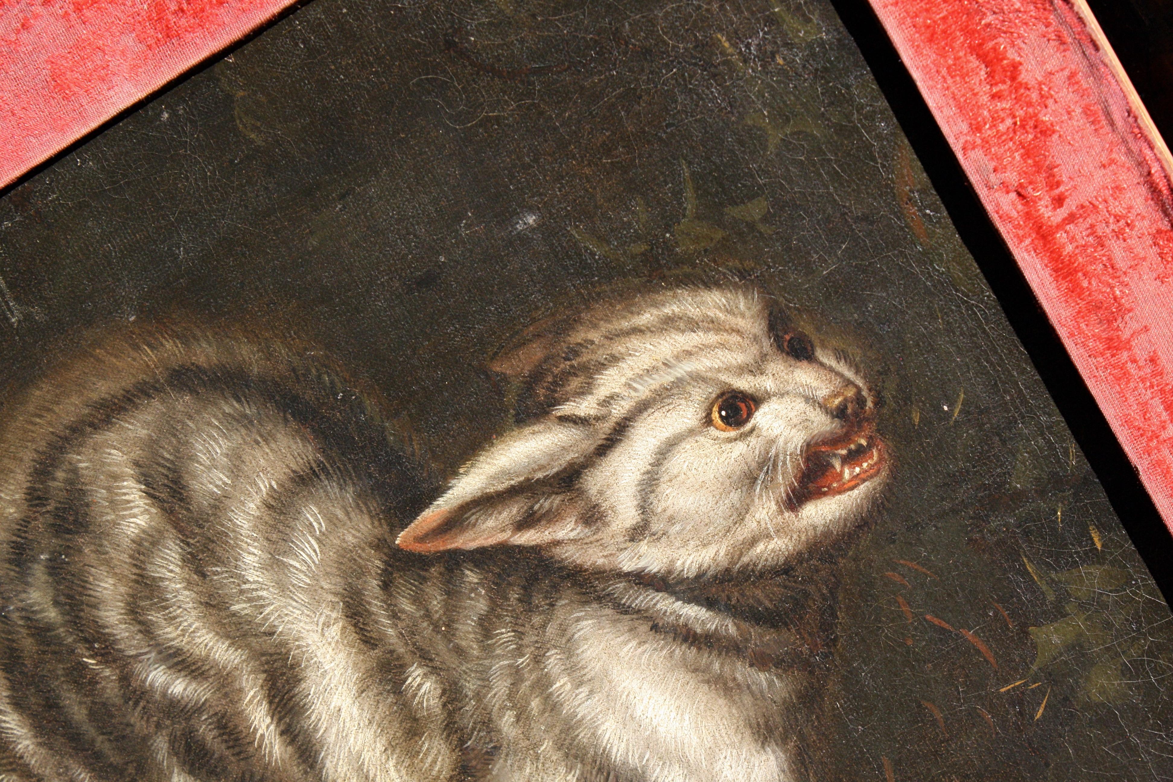 Baroque 17th Century Manner of Johannes Fijt, Killer Cat Oil on Canvas