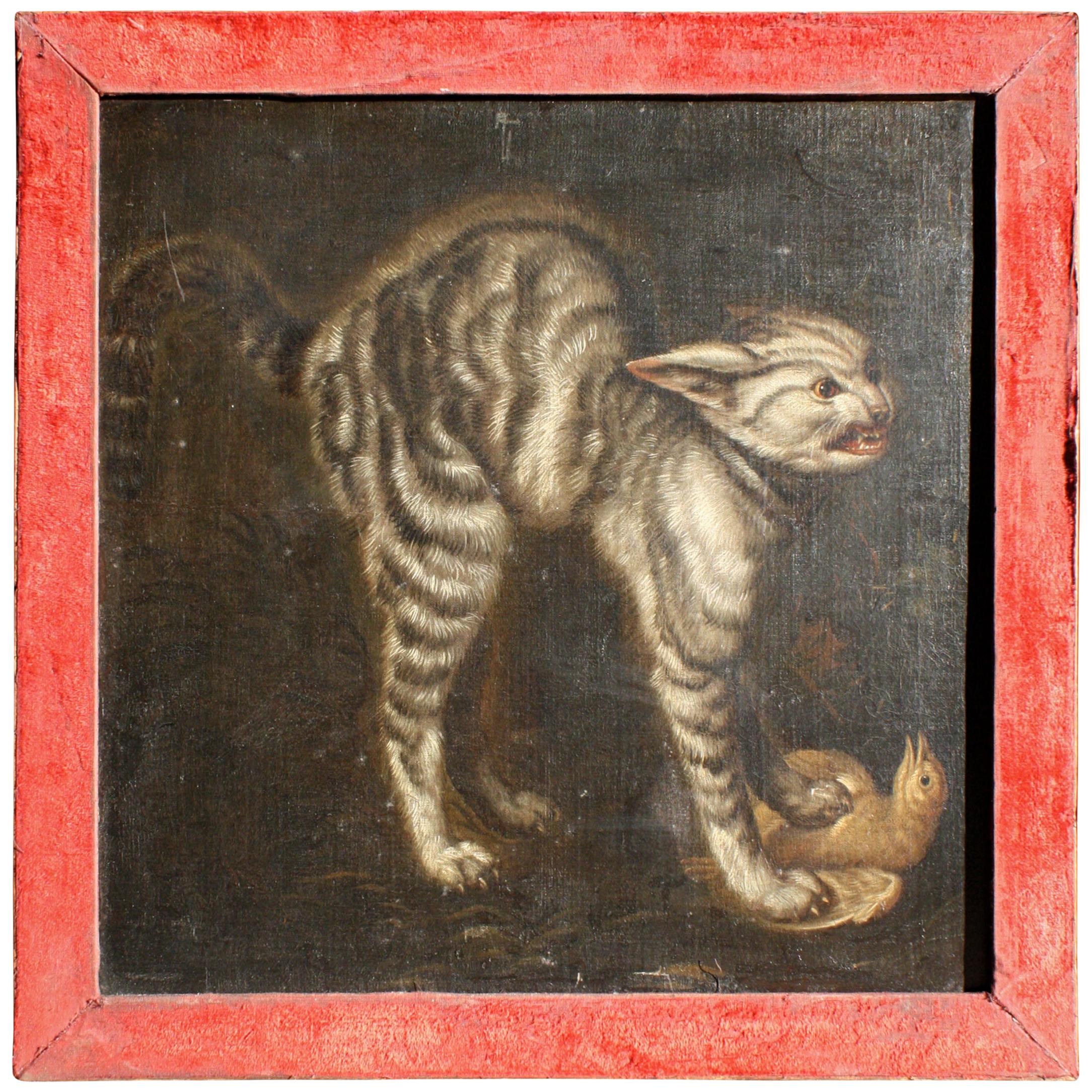 17th Century Manner of Johannes Fijt, Killer Cat Oil on Canvas