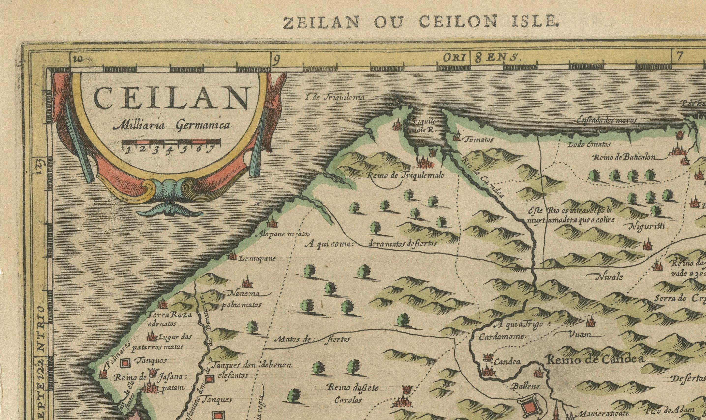 Map von Sri Lanka (Ceylon) aus dem 17. Jahrhundert von Mercator & van den Keere, 1630 im Zustand „Gut“ im Angebot in Langweer, NL