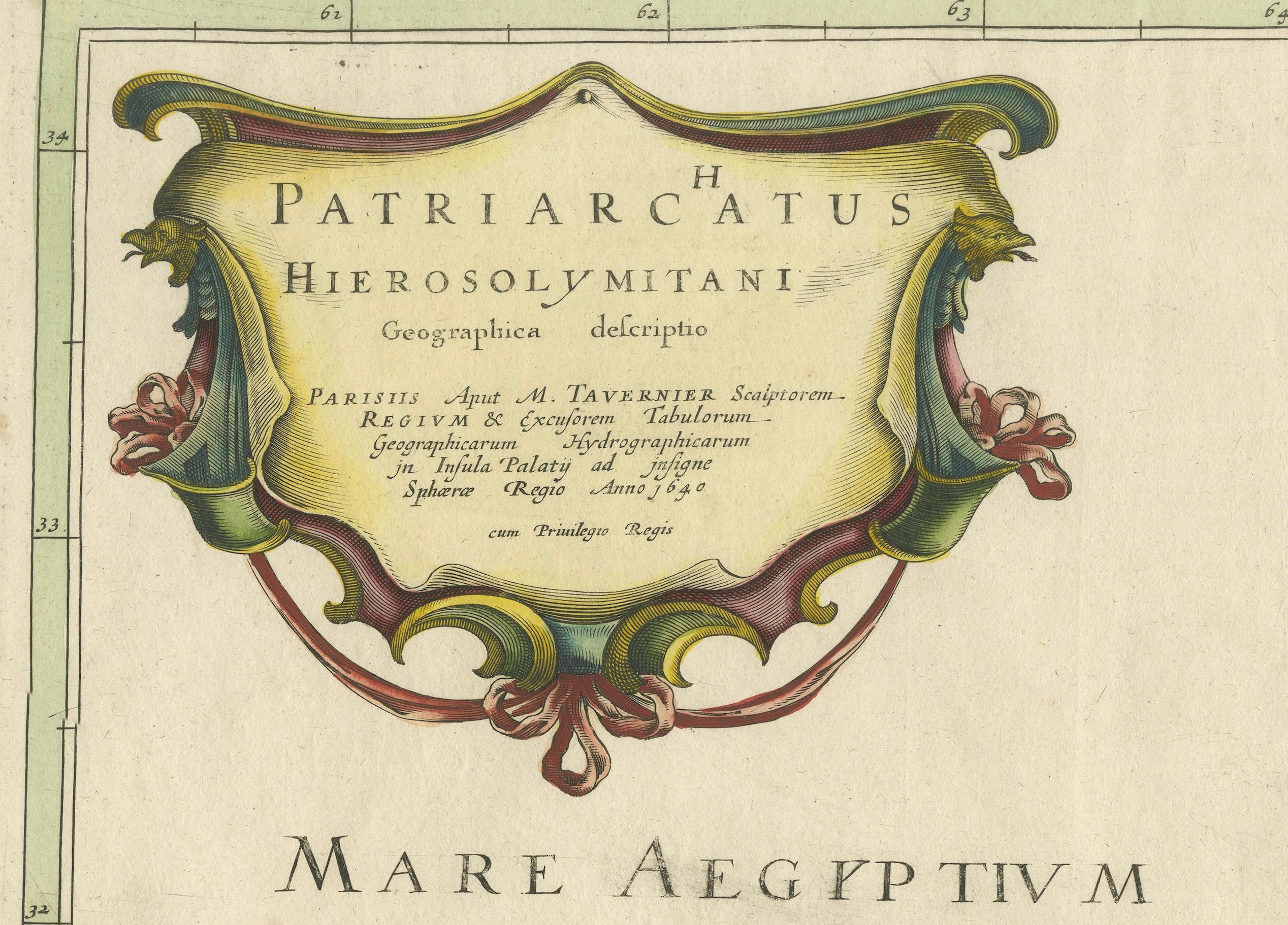 17th-Century Map of the Latin Patriarchate of Jerusalem by Melchior Tavernier In Good Condition For Sale In Langweer, NL