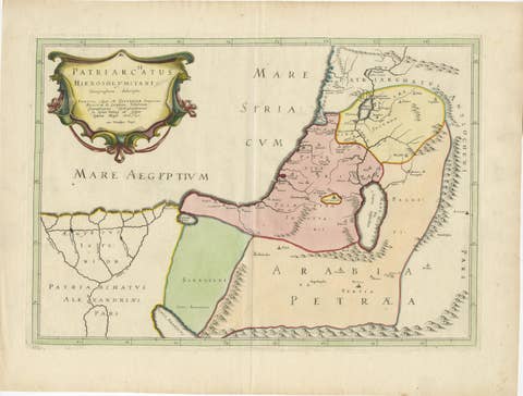 17th-Century Map of the Latin Patriarchate of Jerusalem by Melchior Tavernier