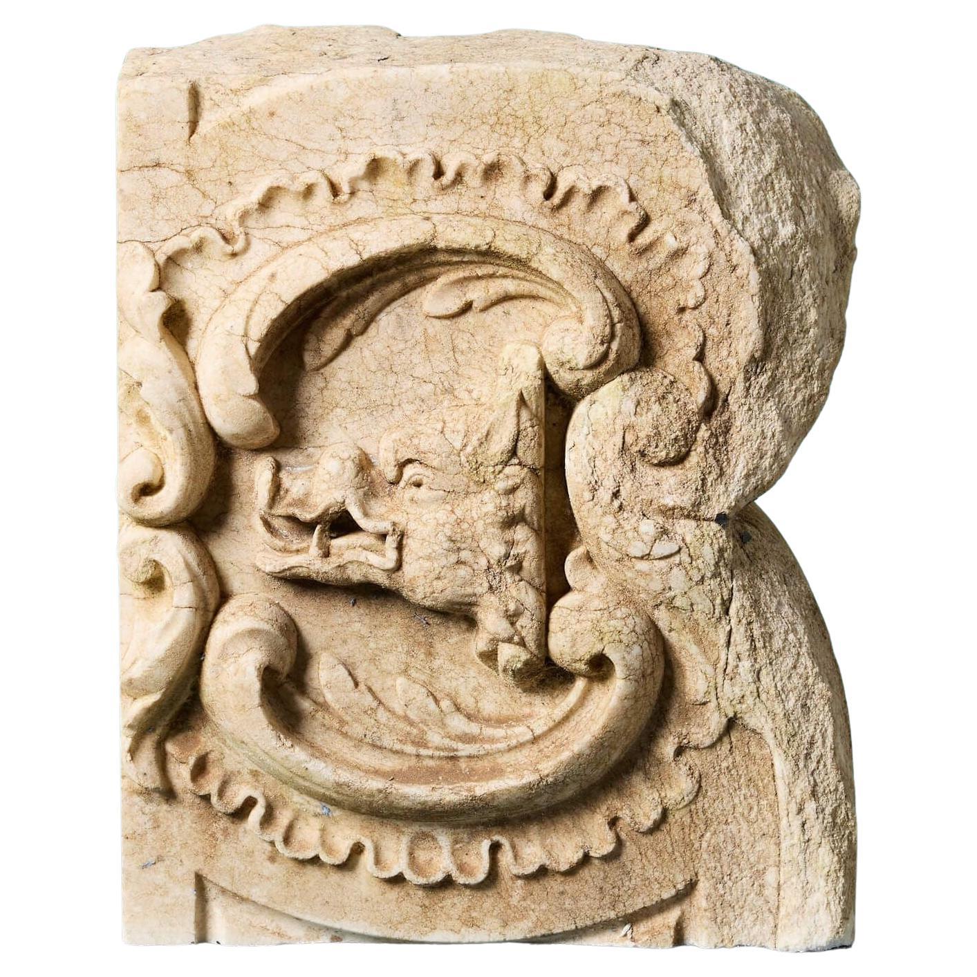 17th Century Marble Boars Head Sculpture