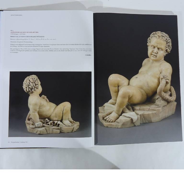 Carrara Marble 17th Century Marble Sculpture, Alessandro Algardi, Child Hercules with Snake