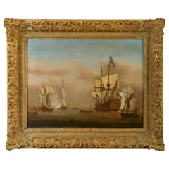 17th Century Marine Oil, Studio of Willem van de Velde the Younger II