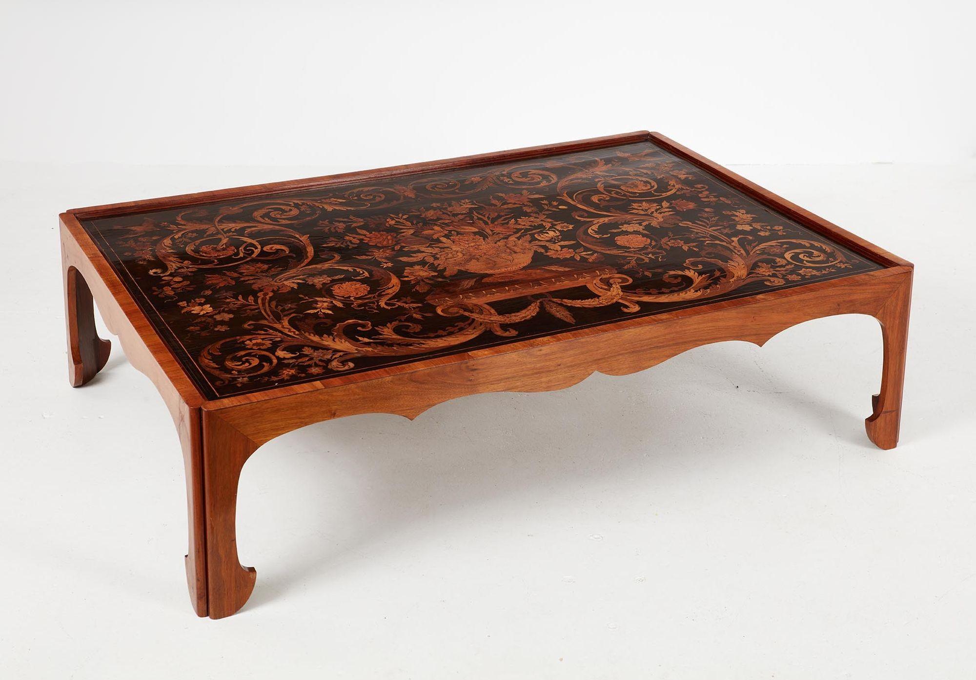 Inlay 17th Century Marquetry Panel Coffee Table For Sale