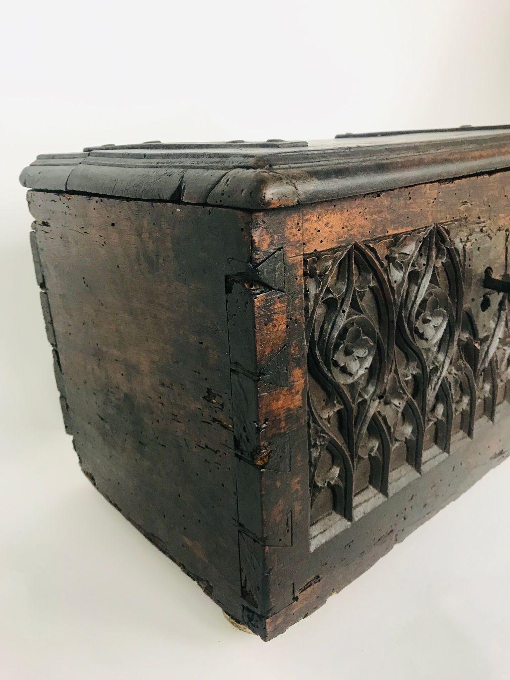 Carved 17th Century Medieval Gothic, Period French Valuables Box