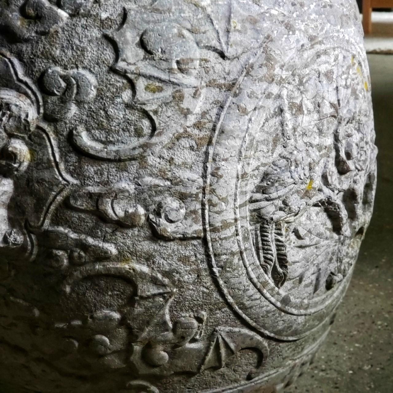 18th Century and Earlier 17th Century Ming Dynasty Carved Stone Barrel #02 (Pair or Individually)  For Sale