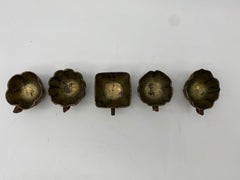 17th Century Qing Dynasty Set of 5 Chinese Bamboo Tea Cups with Silver Inlaid