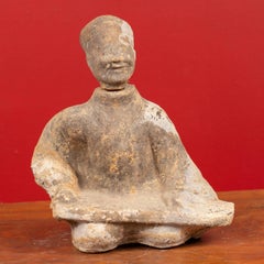 17th Century Ming or Qing Dynasty Chinese Red Terracotta Seated Scribe Sculpture