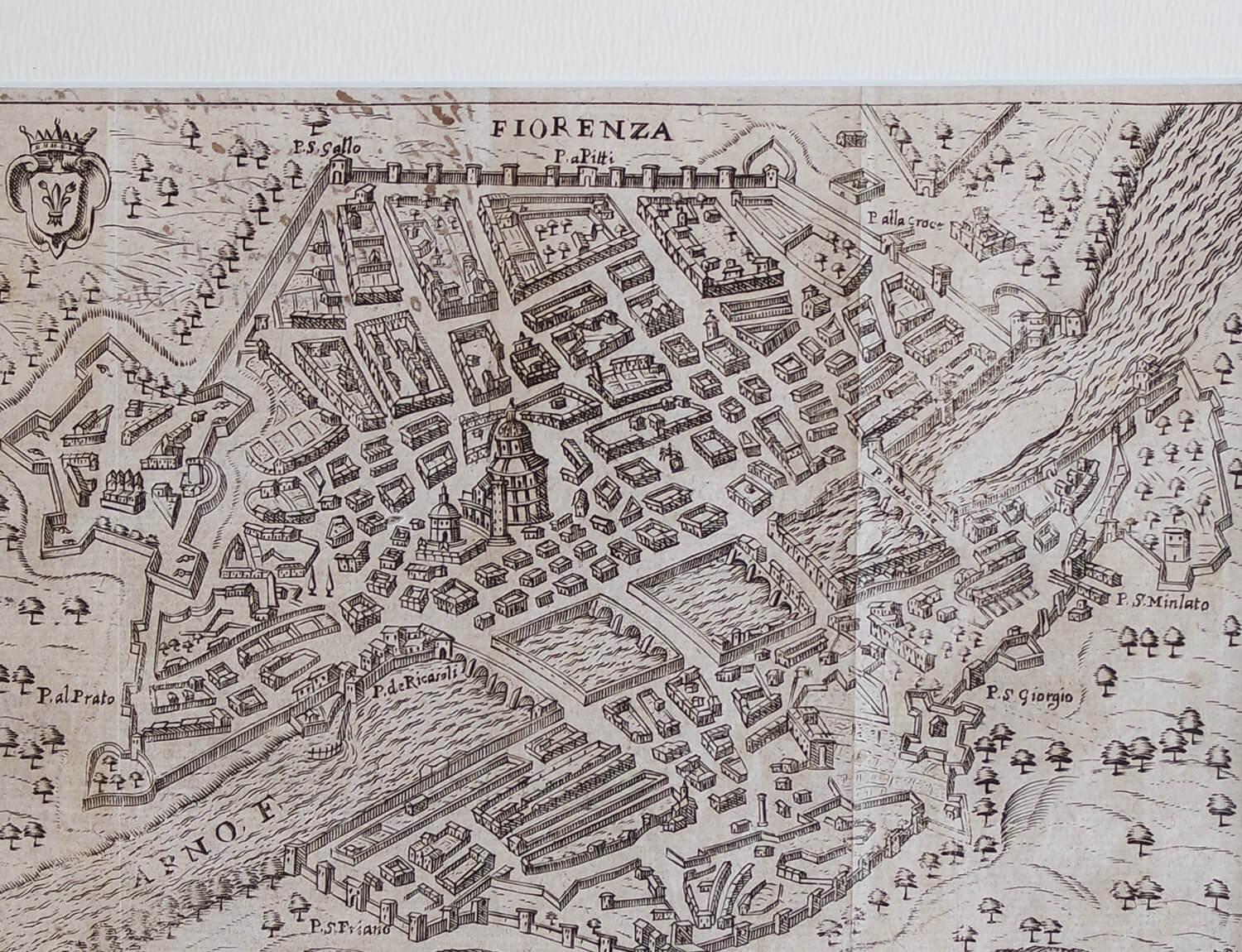 Italian 17th Century Miniature Map of Florence