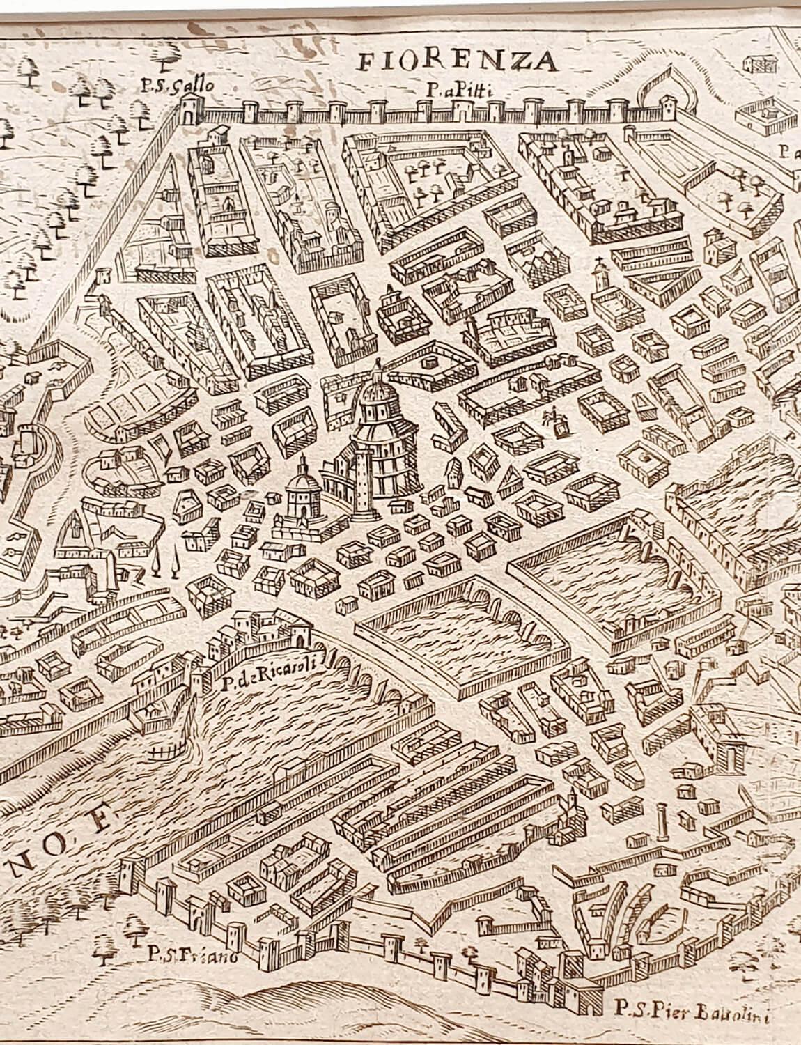 Late 17th Century 17th Century Miniature Map of Florence