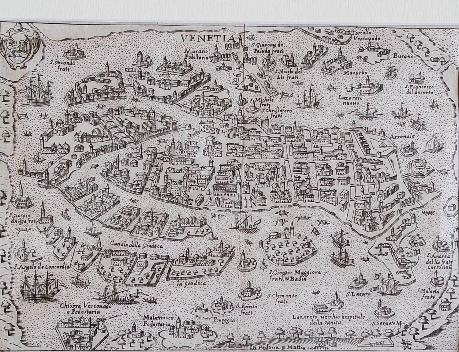 Italian 17th Century Miniature Map of Venice
